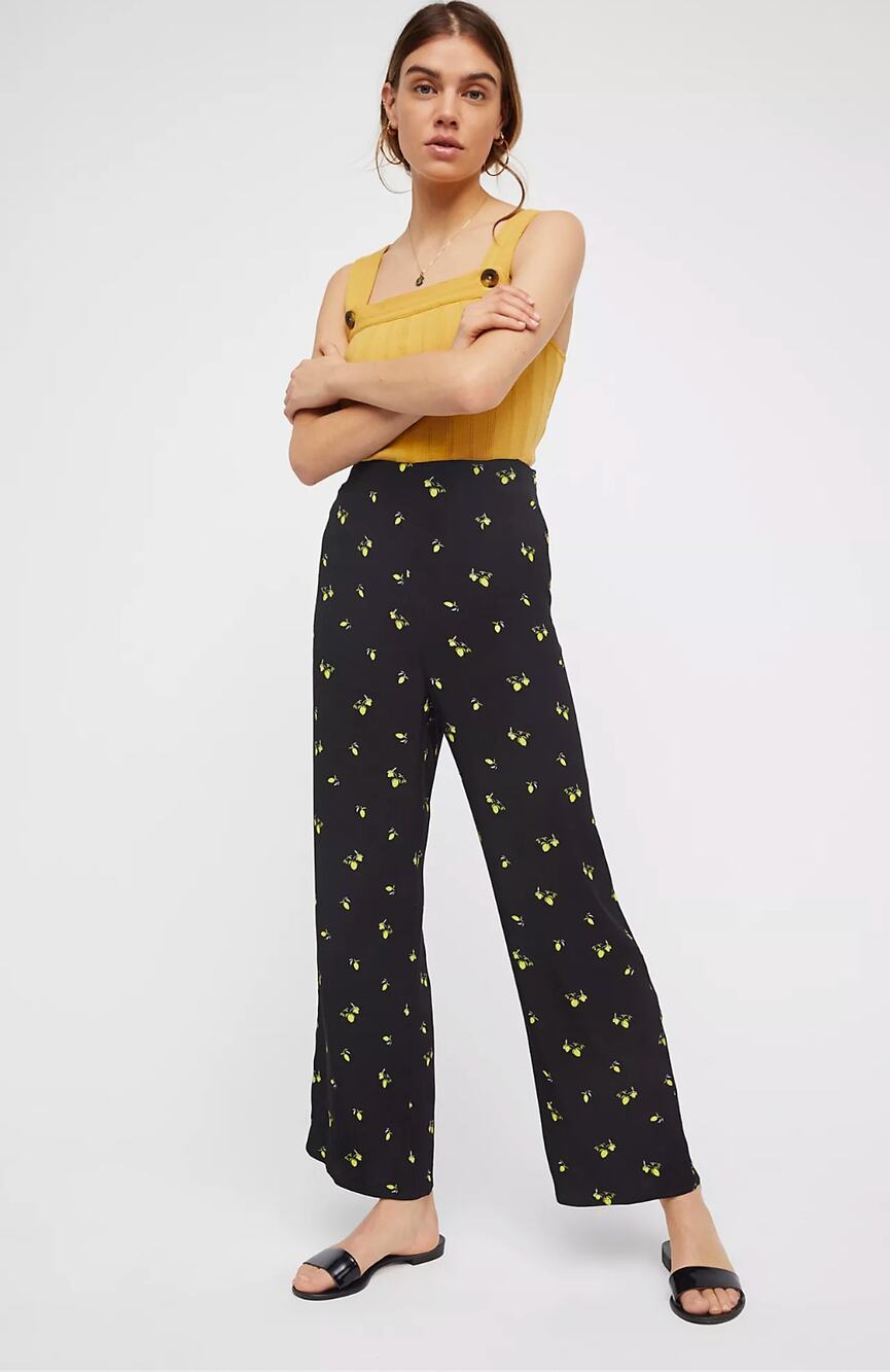 Free People Margot Lemon Printed Trousers